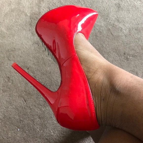 Alba Shoes - Red Pat & Leather Platform Heels